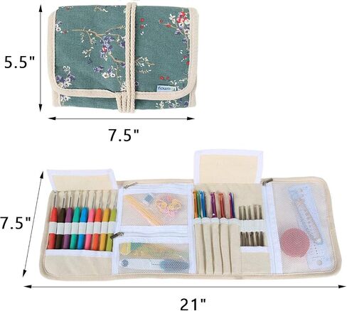 Teamoy Crochet Hook Case Organizer, Crochet Hook Roll Bag, Plum Flowers in Kuwait