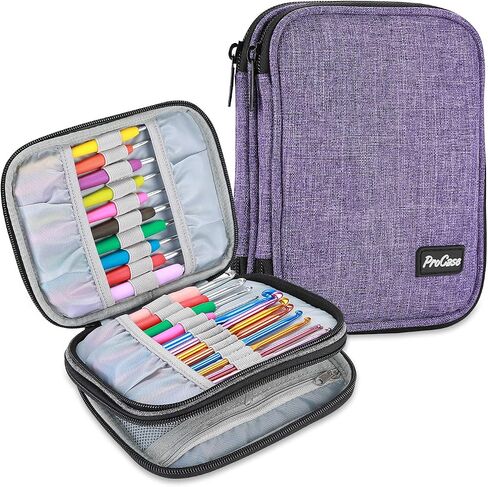 ProCase Crochet Hook Case (up to 6.5 Inches), Travel Organizer Zipper Bag for Various Crochet Hooks, Circular Knitting Needles and Other Accessories (NO Accessories Included) in Kuwait