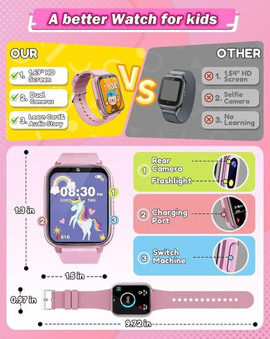 Kids Watch for Boys Toys Age 6-8, HD Touchscreen Dual Cameras Smart Watch for Kids Boys Ages 5-7, Kids Toys with 26 Games Learn Card Audio Story for 6 7 8 9 10 Year Old Boys Birthday Gifts in Kuwait