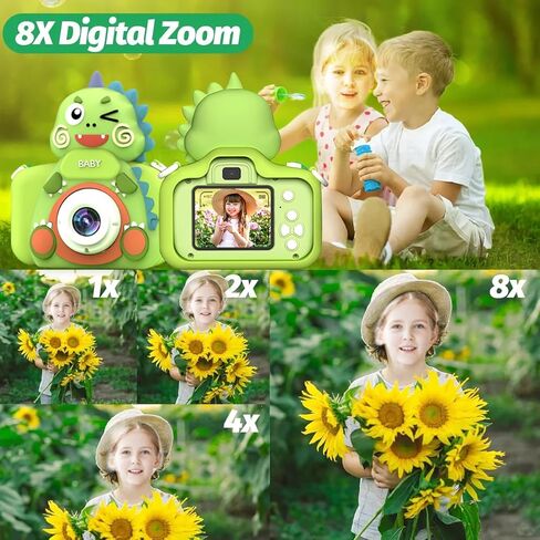 كاميرا أطفال ديناصور طفل صغير كاميرا رقمية بنين بنات أطفال، هدايا عيد الميلاد، كاميرا رقمية للأطفال 1080 بكسل HD كاميرا فيديو لـ 4 5 6 7 8 9 سنوات من العمر ألعاب هدايا لعبة الكاميرا (أخضر) in Kuwait