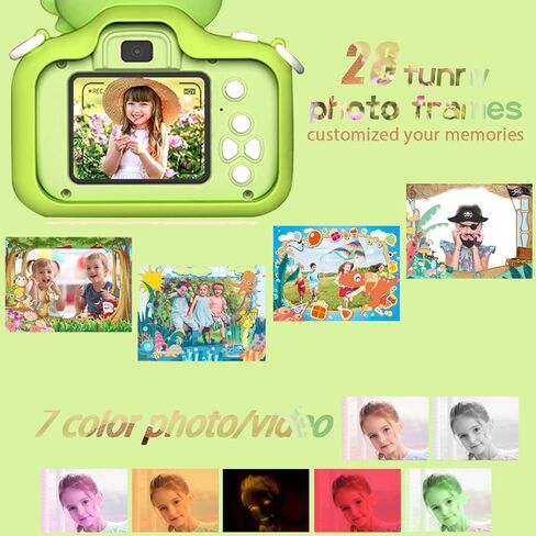 كاميرا أطفال ديناصور طفل صغير كاميرا رقمية بنين بنات أطفال، هدايا عيد الميلاد، كاميرا رقمية للأطفال 1080 بكسل HD كاميرا فيديو لـ 4 5 6 7 8 9 سنوات من العمر ألعاب هدايا لعبة الكاميرا (أخضر) in Kuwait