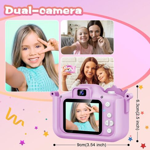 Kids Camera Gifts Toys for Age 3-8 Girls,Digital Video Camera for Kids, Christmas Birthday Gift for 3 4 5 6 7 8 9 Year Old Girls Boys with 32GB SD Card in Kuwait