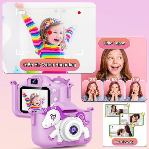 Kids Camera Gifts Toys for Age 3-8 Girls,Digital Video Camera for Kids, Christmas Birthday Gift for 3 4 5 6 7 8 9 Year Old Girls Boys with 32GB SD Card in Kuwait