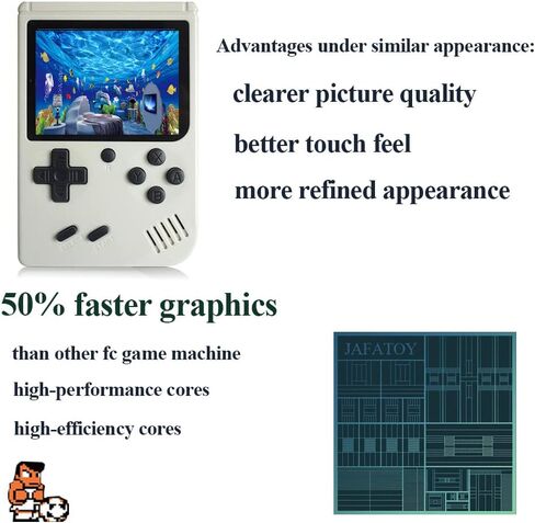 JAFATOY Retro Handheld Games Console for Kids/Adults, 168 Classic Games 8 Bit Games 3 inch Screen Video Games with AV Cable Play on TV (Yellow) in Saudi Arabia