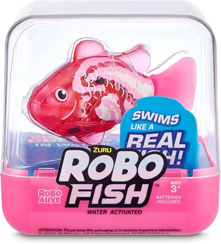 سمكة السباحة الروبوتية Robo Alive Robo Fish (أزرق مخضر + برتقالي) من ZURU يتم تنشيطها بالماء، يتغير لونها، وتأتي مع بطاريات، حصريًا من Amazon (عبوة من قطعتين) السلسلة 3 in Kuwait