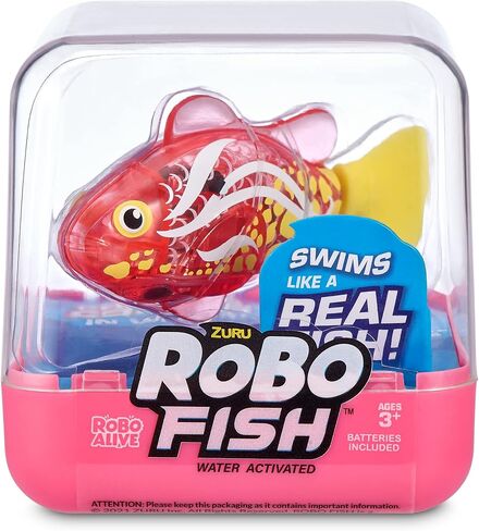 سمكة السباحة الروبوتية Robo Alive Robo Fish (أزرق مخضر + برتقالي) من ZURU يتم تنشيطها بالماء، يتغير لونها، وتأتي مع بطاريات، حصريًا من Amazon (عبوة من قطعتين) السلسلة 3 in Kuwait