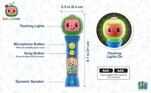 eKids CO-070, Musical Toddlers with Built Songs, Kids Microphone Designed for Fans of Cocomelon Toys and Gifts, Multicolored in Saudi Arabia