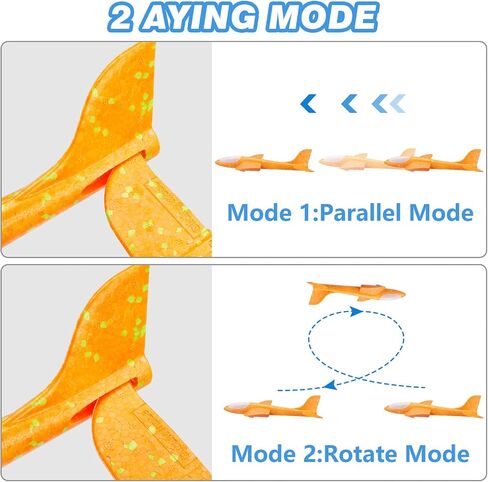 3 Pack Airplane Launcher Toy, 12.6" Foam Glider Led Plane, 2 Flight Mode Catapult Plane for Kids Outdoor Sport Flying Toys Gifts for 3 4 5 6 7 8 9 10 12 Year Old Boys Girls in Kuwait