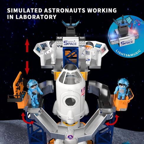Rocket Launcher Space Shuttle Toys for Kids Boys Age 3 4 5 6 7 8 9 Years Old, 2-in-1 STEM Building Aerospace Toys with Rocket Launcher for Indoor Outdoor, Rocket Spaceship Birthday Gift for Boys Girls in Saudi Arabia