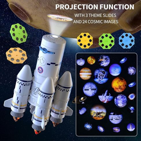 Rocket Launcher Space Shuttle Toys for Kids Boys Age 3 4 5 6 7 8 9 Years Old, 2-in-1 STEM Building Aerospace Toys with Rocket Launcher for Indoor Outdoor, Rocket Spaceship Birthday Gift for Boys Girls in Saudi Arabia