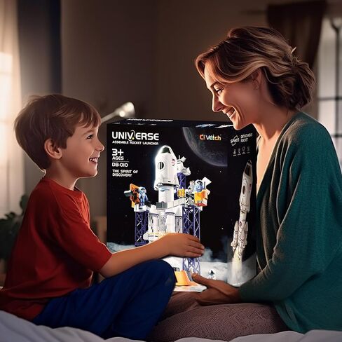 Rocket Launcher Space Shuttle Toys for Kids Boys Age 3 4 5 6 7 8 9 Years Old, 2-in-1 STEM Building Aerospace Toys with Rocket Launcher for Indoor Outdoor, Rocket Spaceship Birthday Gift for Boys Girls in Saudi Arabia