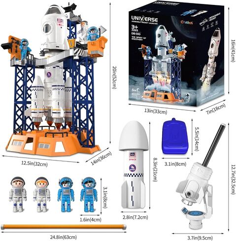 Rocket Launcher Space Shuttle Toys for Kids Boys Age 3 4 5 6 7 8 9 Years Old, 2-in-1 STEM Building Aerospace Toys with Rocket Launcher for Indoor Outdoor, Rocket Spaceship Birthday Gift for Boys Girls in Saudi Arabia
