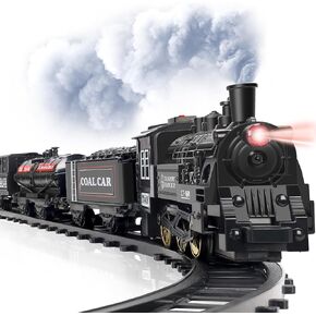 مجموعة قطار BainGesk مع محرك قاطرة بخارية، مجموعة قطار عيد الميلاد لشجرة عيد الميلاد، ألعاب قطار كهربائية مع دخان، ضوء وأصوات، لعمر 3 4 5 6 7 8+ للأولاد والبنات in Kuwait