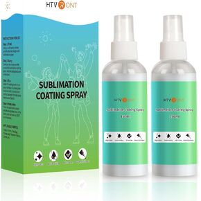HTVRONT Sublimation Coating Spary for Cotton Shirts 2x150ml, Sublimation Spray for All Fabric, Canvas, Carton, Pillow, Sublimation Spray Quick Dry & High Gloss, Vibrant Color & Strong Adhesion