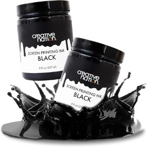 عبوة من قطعتين من حبر طباعة الشاشة القماشية باللون الاسود سعة 16 اونصة من حبر مائي عالي الشفافية لطباعة التيشيرتات والطباعة بالشاشة الحريرية من قطعتين كرييتيف نايشن in Kuwait