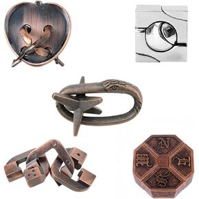 Joyeee 5 قطع ألغاز أسلاك معدنية لتحفيز الدماغ، لعبة فتح اختبار الذكاء العقلي، لعبة ألغاز التحدي التعشيق، لعبة تعليمية هدية للأولاد والبنات والمراهقين والبالغين، C in Kuwait