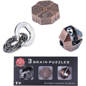 Brain Teaser Puzzle for Adults Puzzles Metal Hole Lock Adult Educational Toy Games for Adults Teens Educational Toy Gift (Bronze)