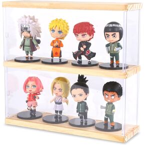 عرض الحالات الاكريليك للمقتنيات | Funko Pop Action Figure Shelf and Toys Beanie Baby Amiibo حامل حائط مصغر عرض صغير (صفين)، بني فاتح in Kuwait