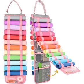 FINESUN Vinyl Roll Holder-24 Compartments Vinyl Storage Organizer,Cricut Accessories Vinyl Holder Wall Craft Organizers and Storage Over The Door Vinyl Roll Storage for Home Craft Closet in Kuwait