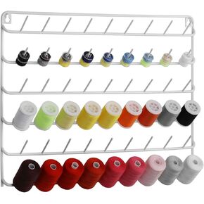 YBING Thread Holder Wall 54 Spools Thread Rack Embroidery Spool Thread Organizer Wall Mounted with Hanging Tools for Quilting Black Metal