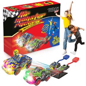 سيارة سباق مبارزة مضيئة للاطفال - سيارتان وحشان، وسادتان اطلاق - مع مصابيح LED وامضة جميلة. لعبة وهدية مثالية للاولاد والبنات من سن 5 سنوات فما فوق - متعة داخلية وخارجية، لعب نشط in Kuwait