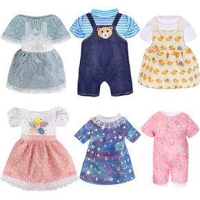 Girl Doll Clothes and Accessories 6 Sets Doll Clothes for 12 Inch Dolls Alive-Baby Doll Clothes Dress Pajamas Lovely Baby Doll Outfits Accessories for Christmas Birthday for Little Girl