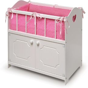 Badger Basket Toy Doll Bed with Storage, Bedding, and Personalization Kit for 22 inch Dolls - White in Saudi Arabia