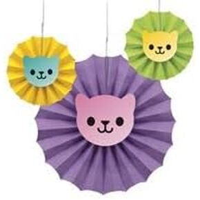 Gabby's Dollhouse Multicolor Paper Fan Decorations - 12" & 6" (3 pcs) | Vibrant & Fun Hanging Party Decor for All Occasions in Saudi Arabia