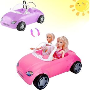 سيارة قابلة للتحويل للدمى، ضوء الشمس يتغير لون سيارة الدمية القابلة للتحويل مع أحزمة مقاعد العمل، اللون الوردي المتغير الأرجواني للأطفال لعبة السيارات هدية مثالية للفتيات والأولاد تزيد من متعة الأطفال in Kuwait