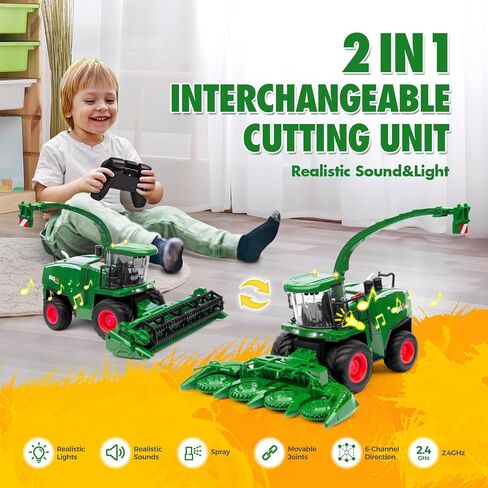 RC Combine Harvester Toy for Boys Ages 4+, Farm Harvester with Corn Head in Kuwait