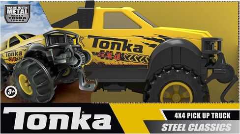 Tonka Steel Classics, Classic 4x4 Pickup Truck – Made with Steel and Sturdy Plastic, Yellow Friction Powered, Boys and Girls, Toddlers Ages 3+, Big Construction Vehicle, Birthday Gift, Holiday in Saudi Arabia
