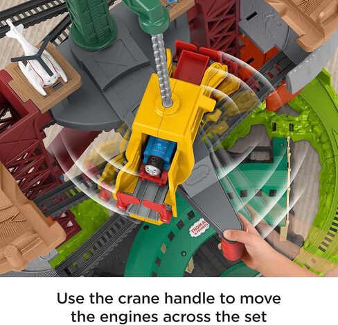 Thomas & Friends Multi-Level Toy Track Set, Trains & Cranes Super Tower, 2.5 Ft Tall with 3 Characters for Preschool Kids Ages 3+ Years in Kuwait