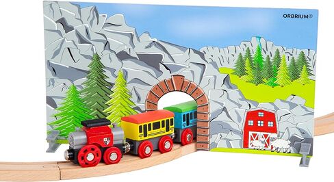 Orbrium Toys 12 (18 Pcs) Wooden Engines & Train Cars Collection with Animals, Farm Safari Zoo Wooden Animal Train Cars, Circus Wooden Train Compatible with Thomas, Brio, Chuggington in Kuwait