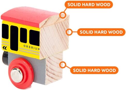 Orbrium Toys 12 (18 Pcs) Wooden Engines & Train Cars Collection with Animals, Farm Safari Zoo Wooden Animal Train Cars, Circus Wooden Train Compatible with Thomas, Brio, Chuggington in Kuwait