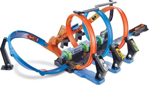 Hot Wheels Track Set and Toy Car, Large-Scale Motorized Track with 3 Corkscrew Loops, 3 Crash Zones and Toy Storage (Amazon Exclusive) in Saudi Arabia