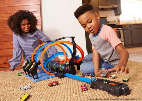 Hot Wheels Track Set and Toy Car, Large-Scale Motorized Track with 3 Corkscrew Loops, 3 Crash Zones and Toy Storage (Amazon Exclusive) in Saudi Arabia