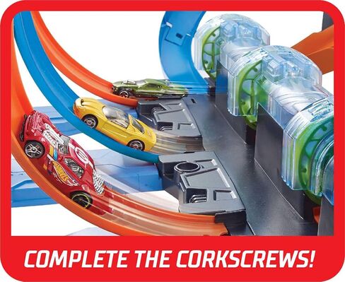 Hot Wheels Track Set and Toy Car, Large-Scale Motorized Track with 3 Corkscrew Loops, 3 Crash Zones and Toy Storage (Amazon Exclusive) in Saudi Arabia