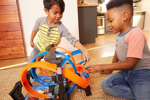Hot Wheels Track Set and Toy Car, Large-Scale Motorized Track with 3 Corkscrew Loops, 3 Crash Zones and Toy Storage (Amazon Exclusive) in Saudi Arabia
