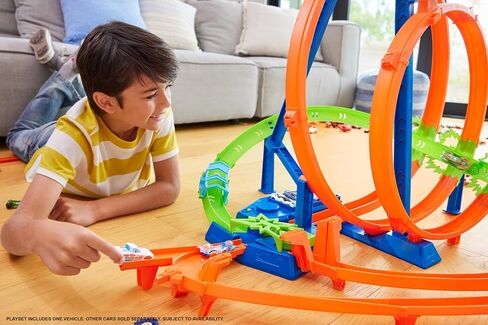 Hot Wheels Track Set, Epic Crash Dash with 5 Crash Zones, Motorized Booster and 1 Hot Wheels 1:64 Scale Toy Car, Easy Storage in Saudi Arabia
