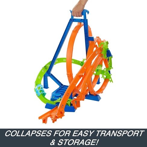 Hot Wheels Track Set, Epic Crash Dash with 5 Crash Zones, Motorized Booster and 1 Hot Wheels 1:64 Scale Toy Car, Easy Storage in Saudi Arabia