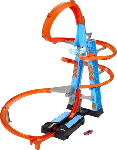 Hot Wheels Toy Car Track Set Sky Crash Tower, More Than 2.5-Ft Tall with Motorized Booster, 1:64 Scale Toy Car in Saudi Arabia