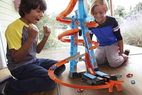 Hot Wheels Toy Car Track Set Sky Crash Tower, More Than 2.5-Ft Tall with Motorized Booster, 1:64 Scale Toy Car in Saudi Arabia