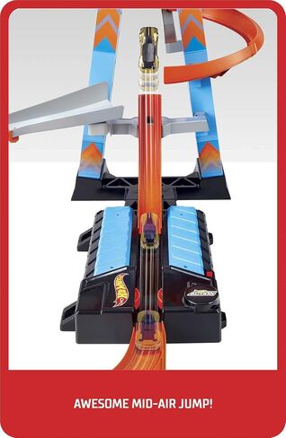 Hot Wheels Toy Car Track Set Sky Crash Tower, More Than 2.5-Ft Tall with Motorized Booster, 1:64 Scale Toy Car in Saudi Arabia