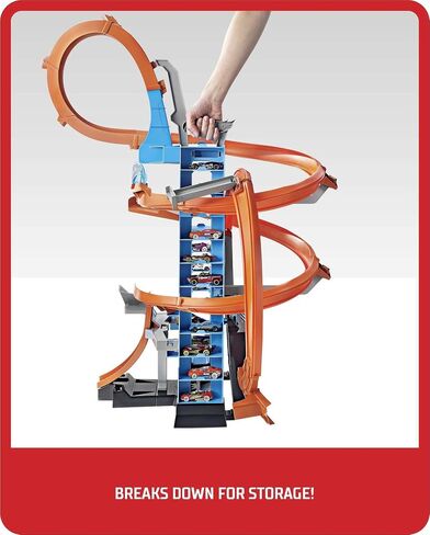Hot Wheels Toy Car Track Set Sky Crash Tower, More Than 2.5-Ft Tall with Motorized Booster, 1:64 Scale Toy Car in Saudi Arabia