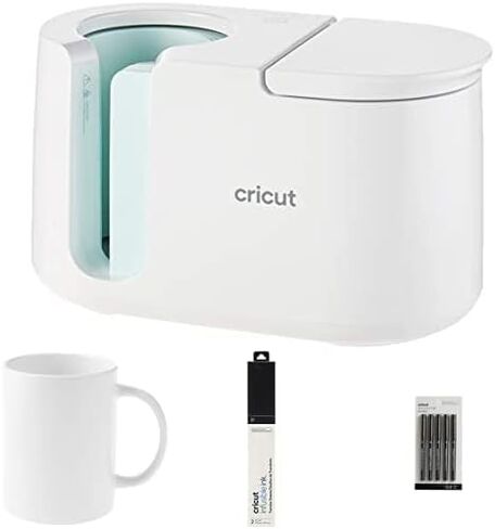 Cricut Mug Press US، ضغط حراري لمشاريع الأكواب بالتسامي، إعداد بلمسة واحدة، لمواد الحبر غير القابلة للذوبان وفراغات الأكواب 11 أونصة - 16 أونصة (تباع بشكل منفصل)، تتضمن ميزة أمان الإيقاف التلقائي، أبيض in Kuwait