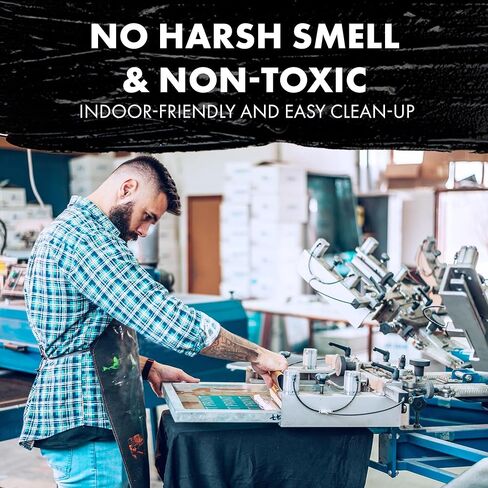 عبوة من قطعتين من حبر طباعة الشاشة القماشية باللون الاسود سعة 16 اونصة من حبر مائي عالي الشفافية لطباعة التيشيرتات والطباعة بالشاشة الحريرية من قطعتين كرييتيف نايشن in Kuwait