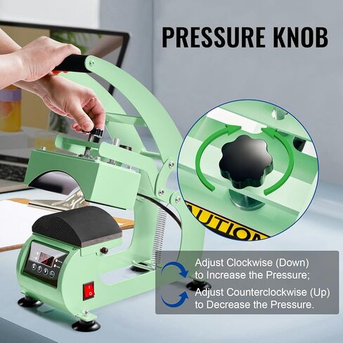ماكينة ضغط حراري UOKRR للقبعات، تصميم صدفي للضغط على العناصر المنحنية، مؤقت رقمي LCD للتحكم في درجة الحرارة مع قطعتين من عناصر التسخين المنحنية (5.5 بوصة × 3.8 بوصة، 5 بوصة × 3.4 بوصة)- وردي in Kuwait