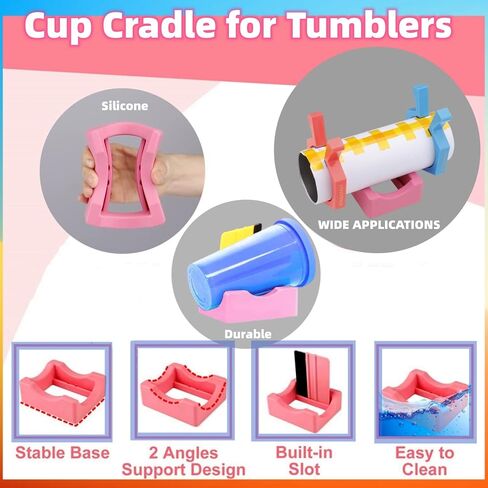 Perfect Pumbler Clamp Machine,Tumbler Clamp for Sublimation,Cup Cradle for Crafting Tumblers,Sublimation Cup Holder Clamp for 20oz 15oz Cups,Mug Clamps for Sublimation,Tumbler Wrapper (Pink&Blue) in Kuwait