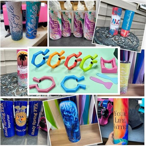 Perfect Pumbler Clamp Machine,Tumbler Clamp for Sublimation,Cup Cradle for Crafting Tumblers,Sublimation Cup Holder Clamp for 20oz 15oz Cups,Mug Clamps for Sublimation,Tumbler Wrapper (Pink&Blue) in Kuwait