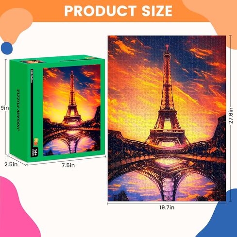 ألغاز Edsjegn للبالغين 1000 قطعة، ألغاز 1000 قطعة للبالغين، ألغاز الصور المقطوعة 1000 قطعة، ألغاز برج إيفل غروب الشمس، ألعاب ألغاز، ألغاز كبيرة in Kuwait